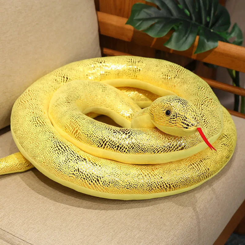1pc 200cm/300cm Giant Snakes Plush Toy Simulation Long Golden Python Stuffed Snake Plushie Children Boys Gift Home Decoration