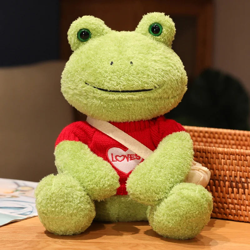 25cm Kawaii Dressing Frog Plush Toy Stuffed Animal Fluffy Frog Figure Doll Soft Pillow For Children Boys Girls Birthday Gifts