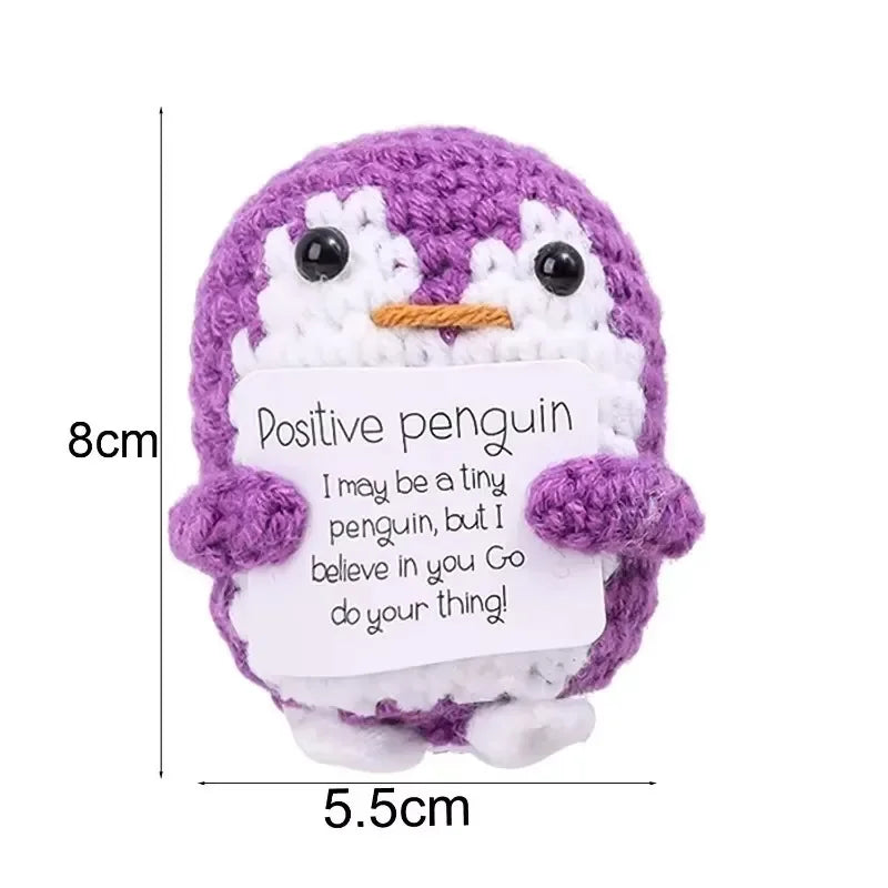 Wool Yarn Shark Doll Energy Potatoes Cucumber Knit Toy Penguin Handmade Pocket with Positive Card Decor Emotional Craft Ornament