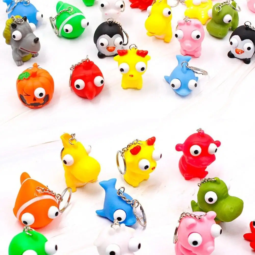 Silicone Vent Squeezing Key Chain Reliever Boring Vent Squeeze Keyring Vent Emotions Work Squeeze Eye Doll Pendant Children