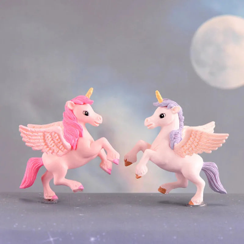 1pc Cartoon Cute Pegasus Dolls Unicorn Anime Action Figure Pony Succulents Assembly Ornaments Gifts Toys for Children