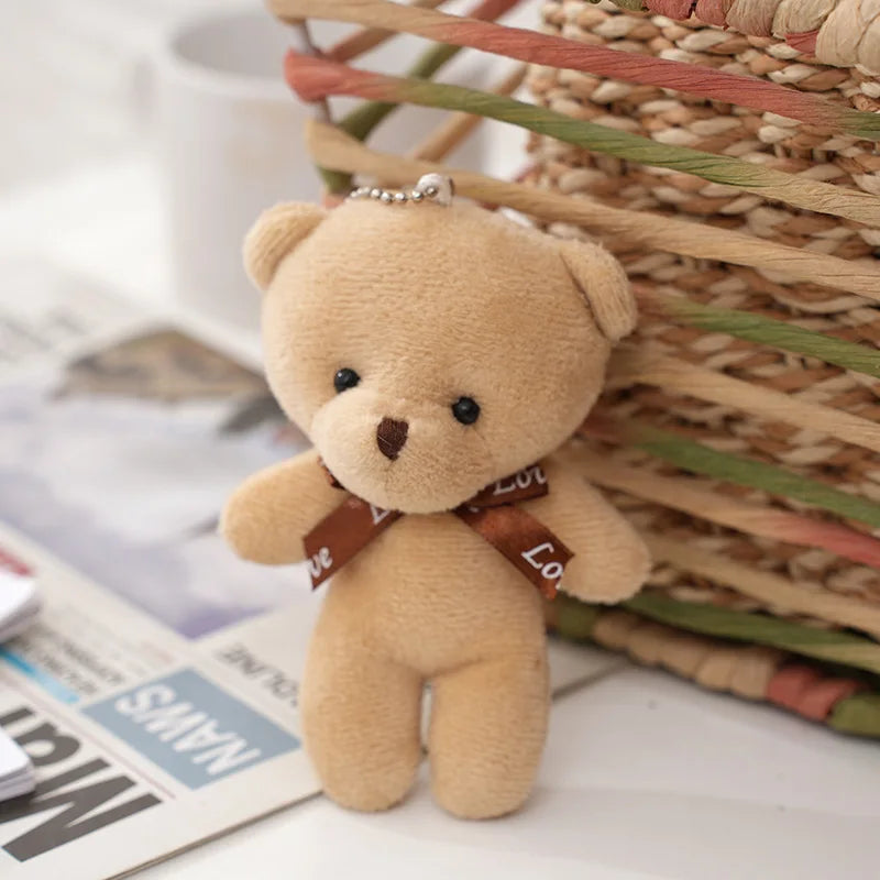 1/10pcs Teddy Bear Plush Toy Cute Cartoon Little Bear Stuffed Plush Doll Pendent Kawaii Animal Doll Keychain Children Party Gift