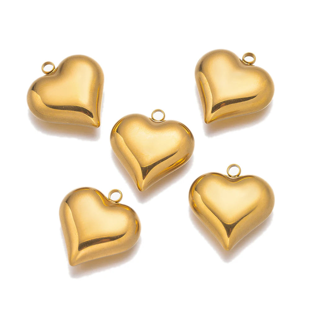 2pcs/Lot Stainless Steel Heart Pendants For DIY Handmade Necklace Bracelet Jewelry Making Supplies Accessories Findings Crafts
