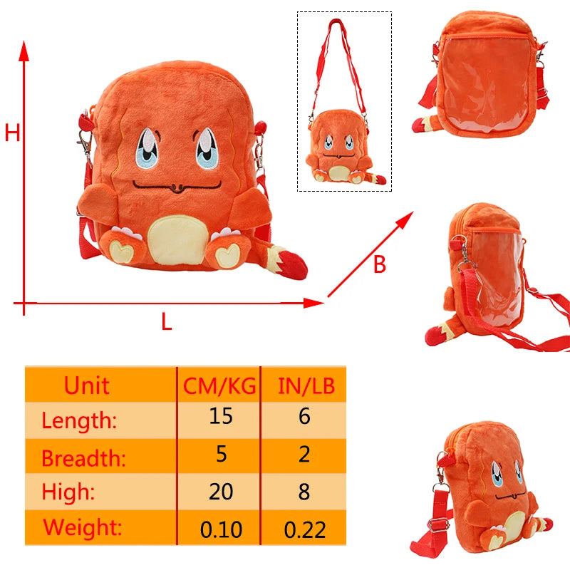 Pokemon Gengar Plush Shoulder Bag Pikachu Rowlet Crossbody Bag Cute Children Storage Sling Bag Toy Canvas Small Student Knapsack