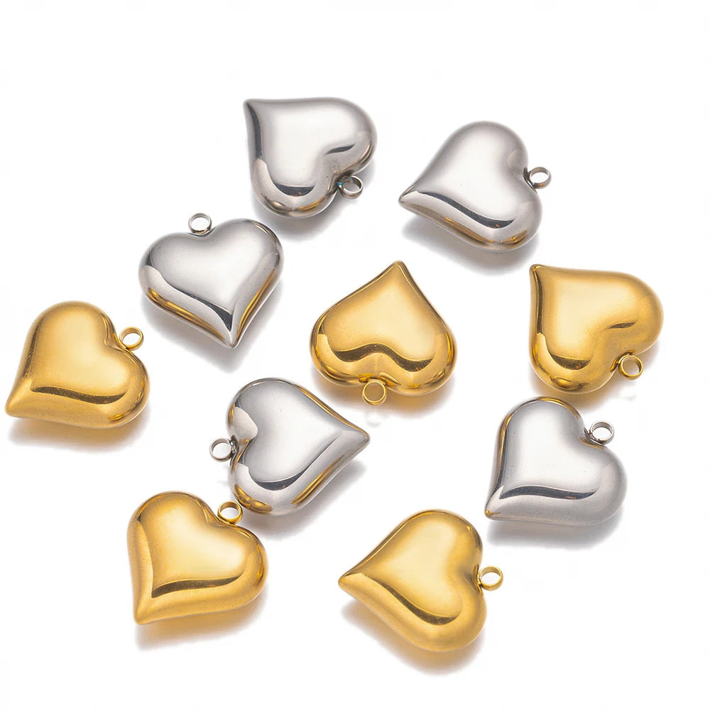 2pcs/Lot Stainless Steel Heart Pendants For DIY Handmade Necklace Bracelet Jewelry Making Supplies Accessories Findings Crafts