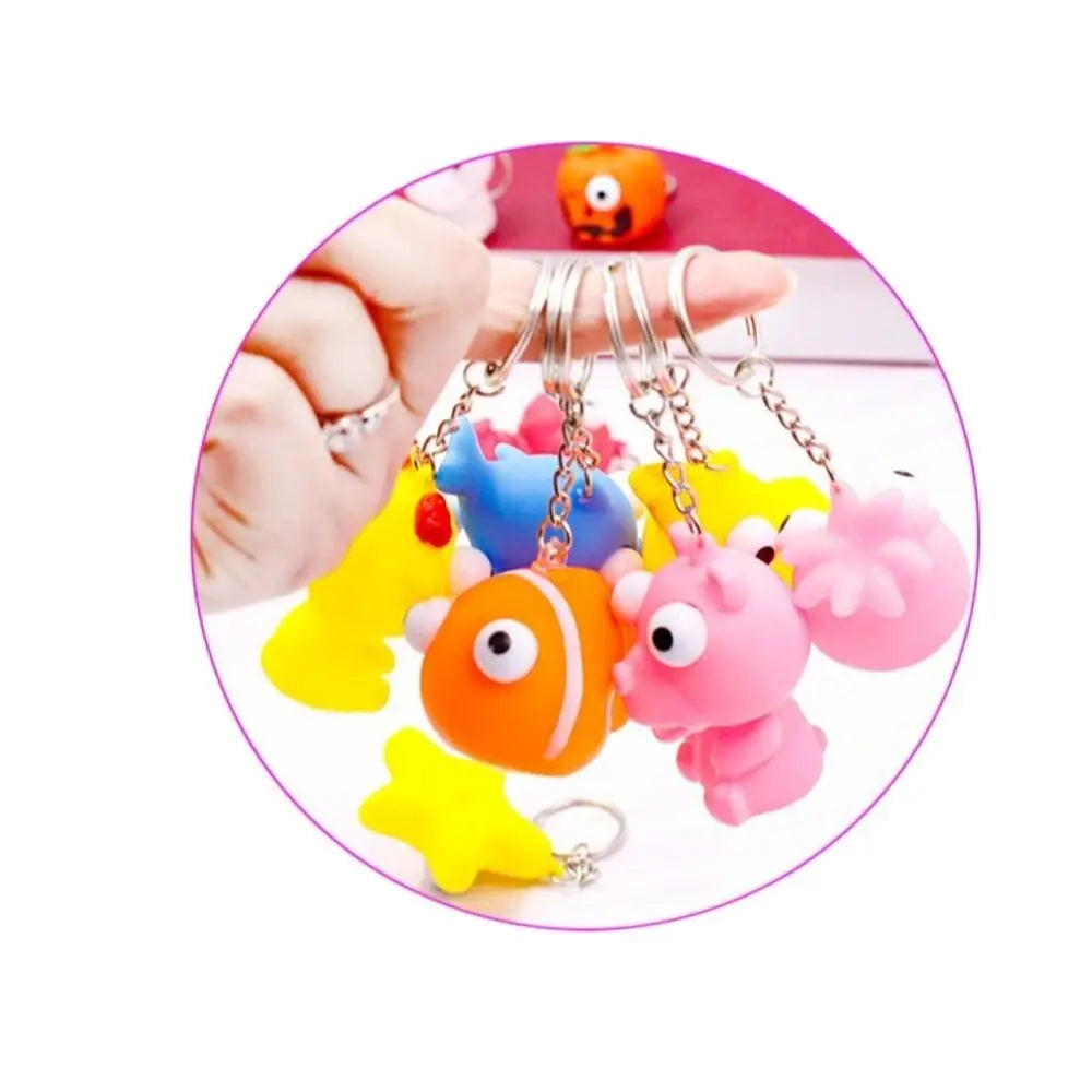 Silicone Vent Squeezing Key Chain Reliever Boring Vent Squeeze Keyring Vent Emotions Work Squeeze Eye Doll Pendant Children
