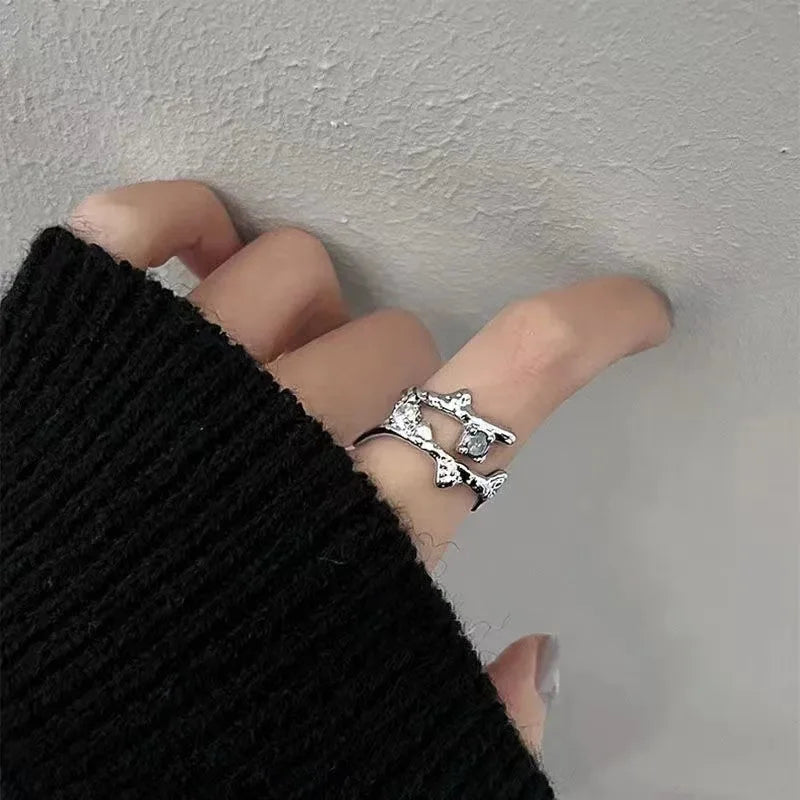 New Sliver Color Cubic Zirconia Snake Ring for Women Open Adjustable CZ Finger Rings Party Wedding Statement Jewelry Bijoux