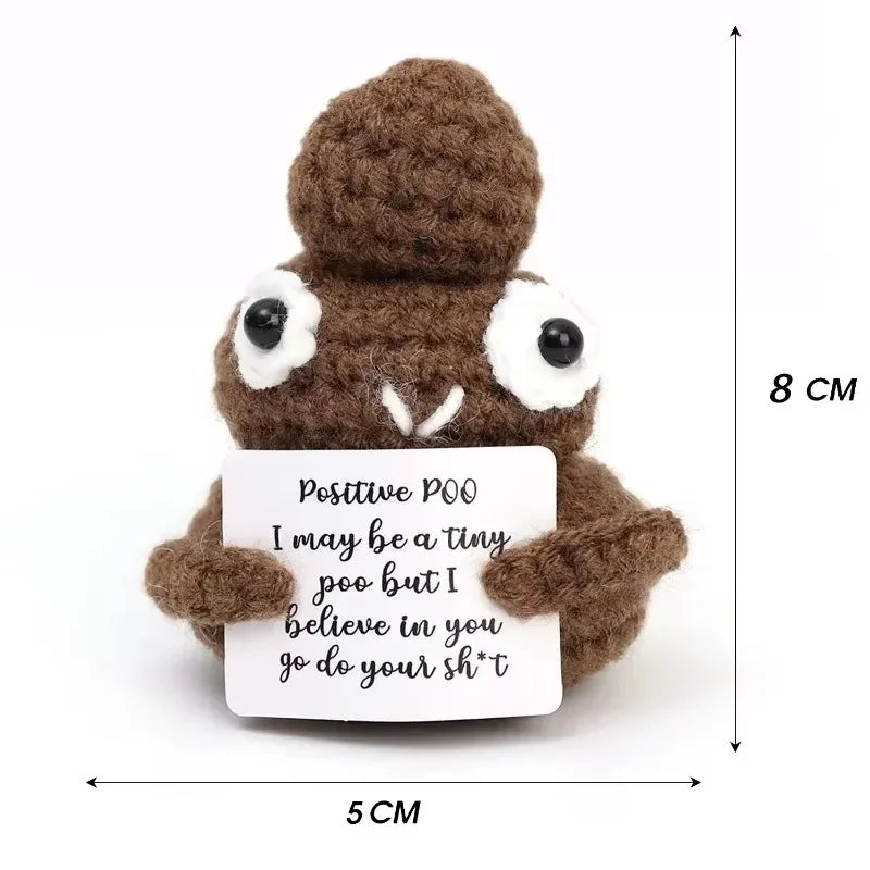 Wool Yarn Shark Doll Energy Potatoes Cucumber Knit Toy Penguin Handmade Pocket with Positive Card Decor Emotional Craft Ornament