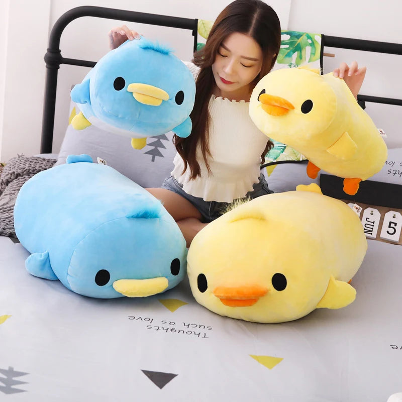 Cute Down Cotton Lying Duck Stuffed Yellow Duck Plush Toy Soft Children Pillow Cushion Nice Christmas Gifts for Girls Room Decor
