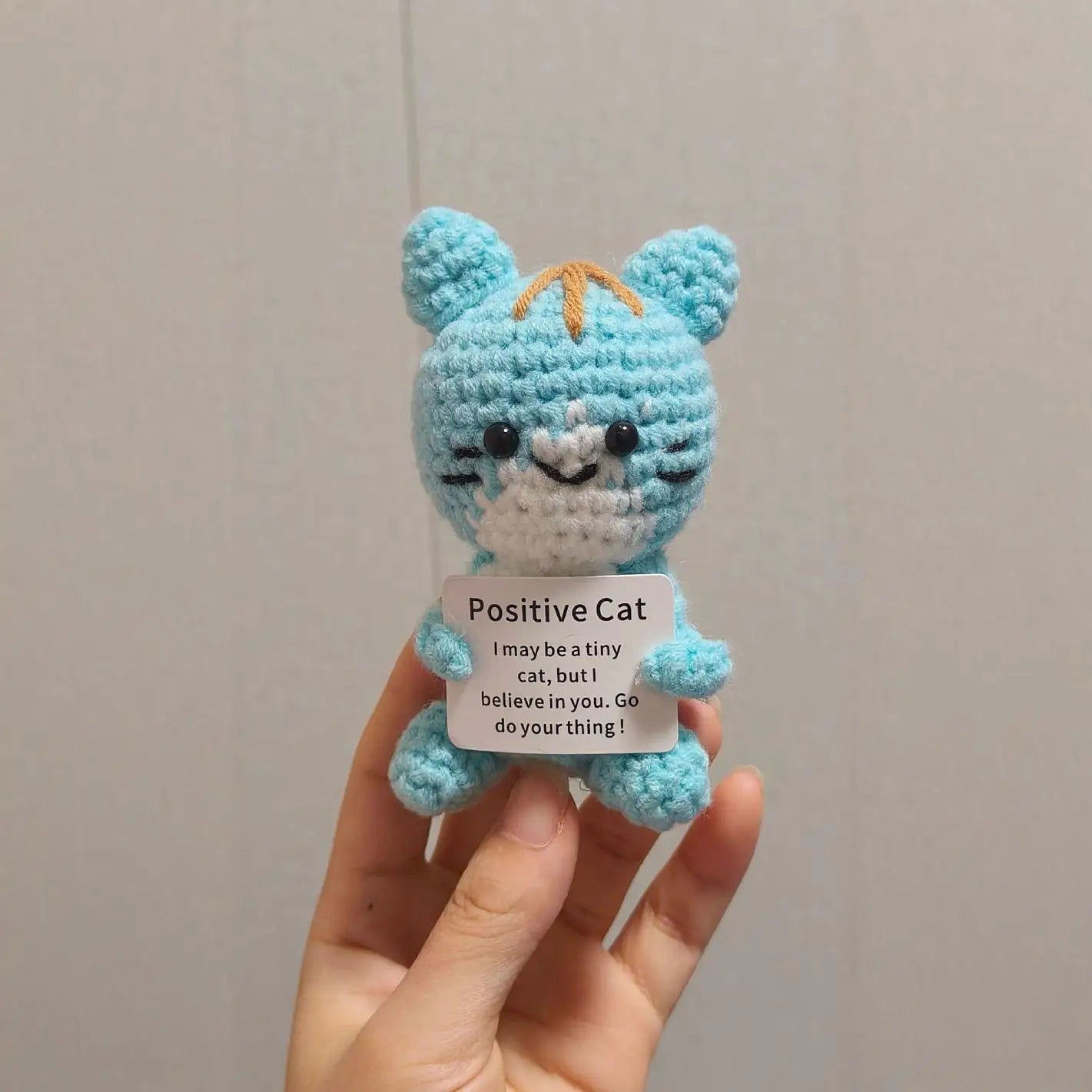 Cute Handwoven Positive Energy Cat Ornaments Home Room Decoration Handmade Crochet Support Emotional Cat Dolls Christmas Gift