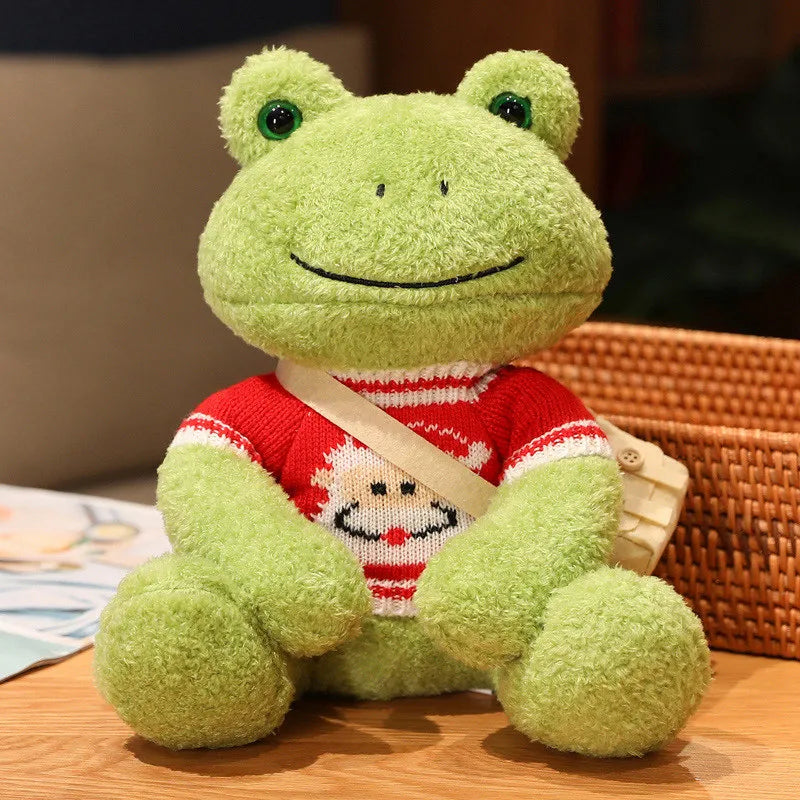 25cm Kawaii Dressing Frog Plush Toy Stuffed Animal Fluffy Frog Figure Doll Soft Pillow For Children Boys Girls Birthday Gifts