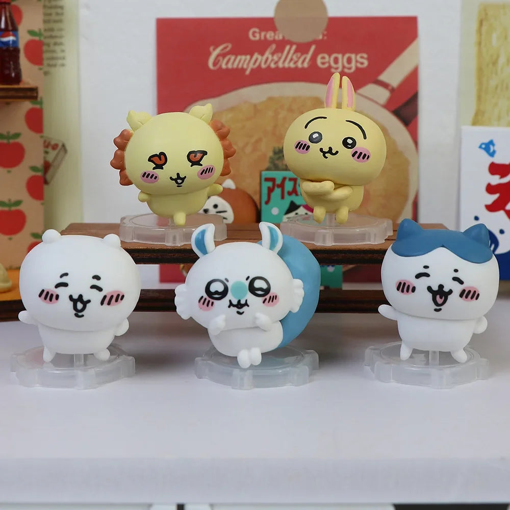 5Pcs-Set Chiikawa Anime Figure Hachiware Usagi Momo Action Figure Toys Model Doll Decorative Ornament Children Christmas Gift