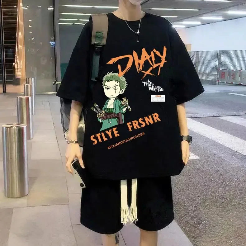 Naruto anime summer T-shirt suit men's ins trend thin short-sleeved shorts two-piece casual sports suit birthday gift wholesale