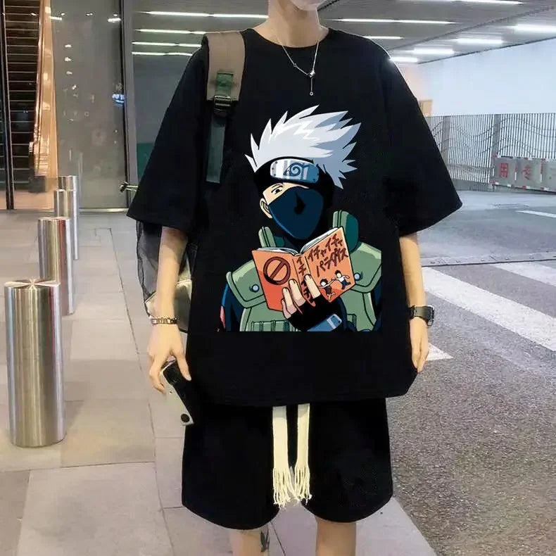 Naruto anime summer T-shirt suit men's ins trend thin short-sleeved shorts two-piece casual sports suit birthday gift wholesale