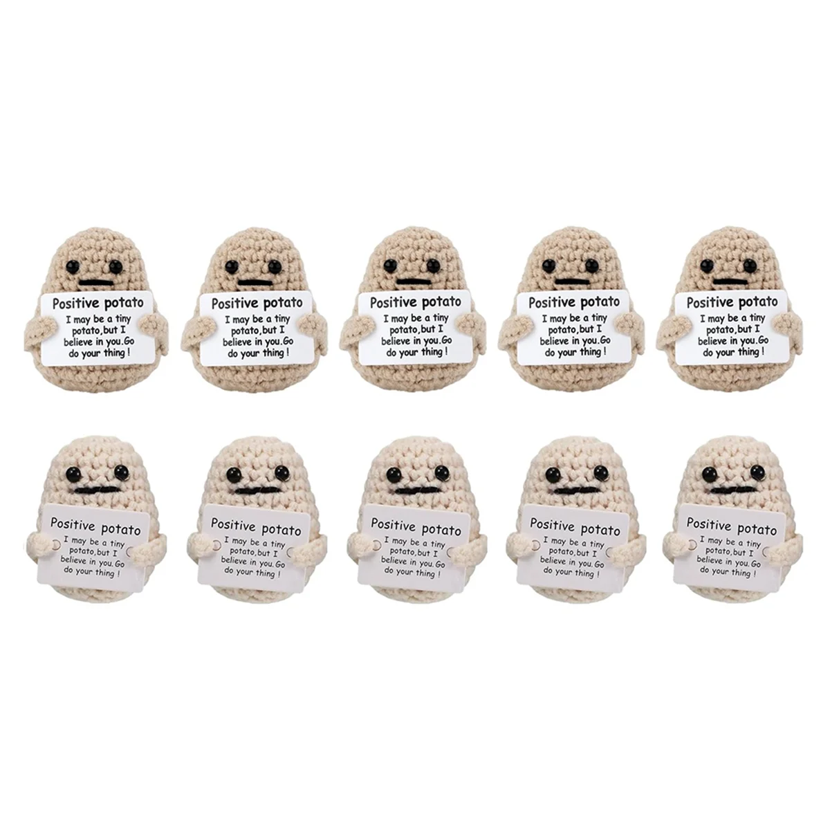 BAAA-10PCS Cute Positive Potato Emotional Support Pickle with Cards and Bags Crochet Doll Plush Toy
