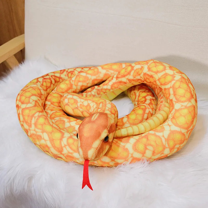 1pc 200cm/300cm Giant Snakes Plush Toy Simulation Long Golden Python Stuffed Snake Plushie Children Boys Gift Home Decoration