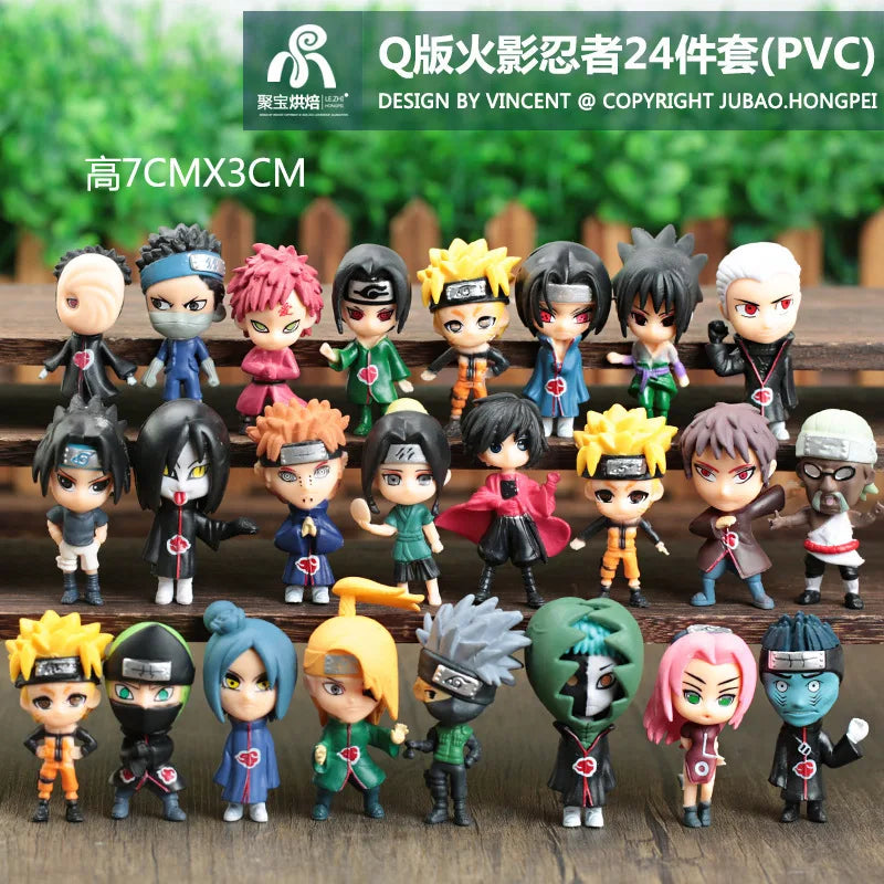 1pcs Random Style 24 styles 7CM New Anime NARUTO Akatsuki Kakashi Uchiha Itachi Q version kawaii figure PVC model toys doll gift