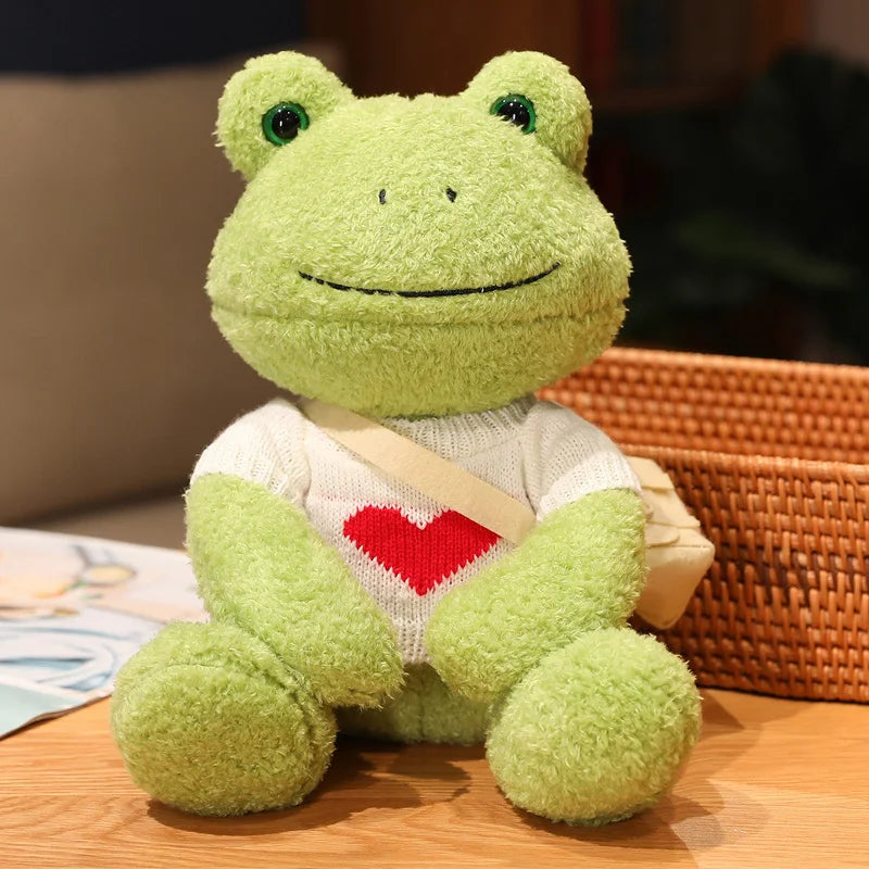 25cm Kawaii Dressing Frog Plush Toy Stuffed Animal Fluffy Frog Figure Doll Soft Pillow For Children Boys Girls Birthday Gifts