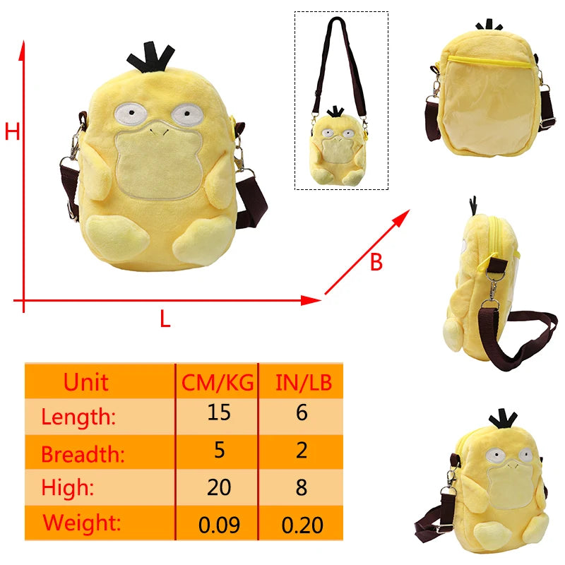 Pokemon Gengar Plush Shoulder Bag Pikachu Rowlet Crossbody Bag Cute Children Storage Sling Bag Toy Canvas Small Student Knapsack