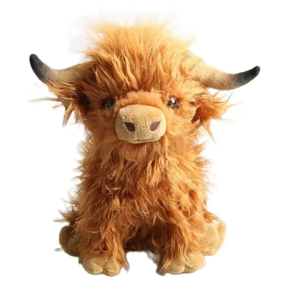 25CM Kawaii Simulated Scottish Highland Cow Plush Toy Cute Calf Baby Animal Child Birthday Christmas Gift Filling Decoration