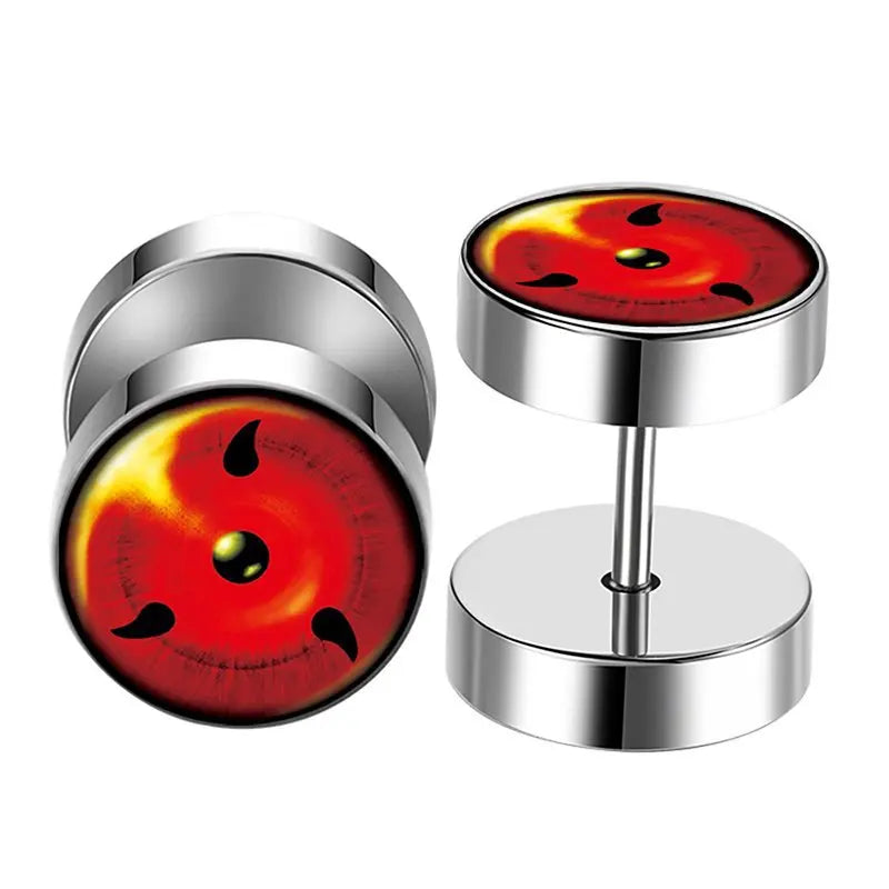 Anime Uzumaki Naruto Earrings Accessories Uchiha Itachi Sharingan Cosplay Party Studs Earrings Toys for Women Men Girl Gift