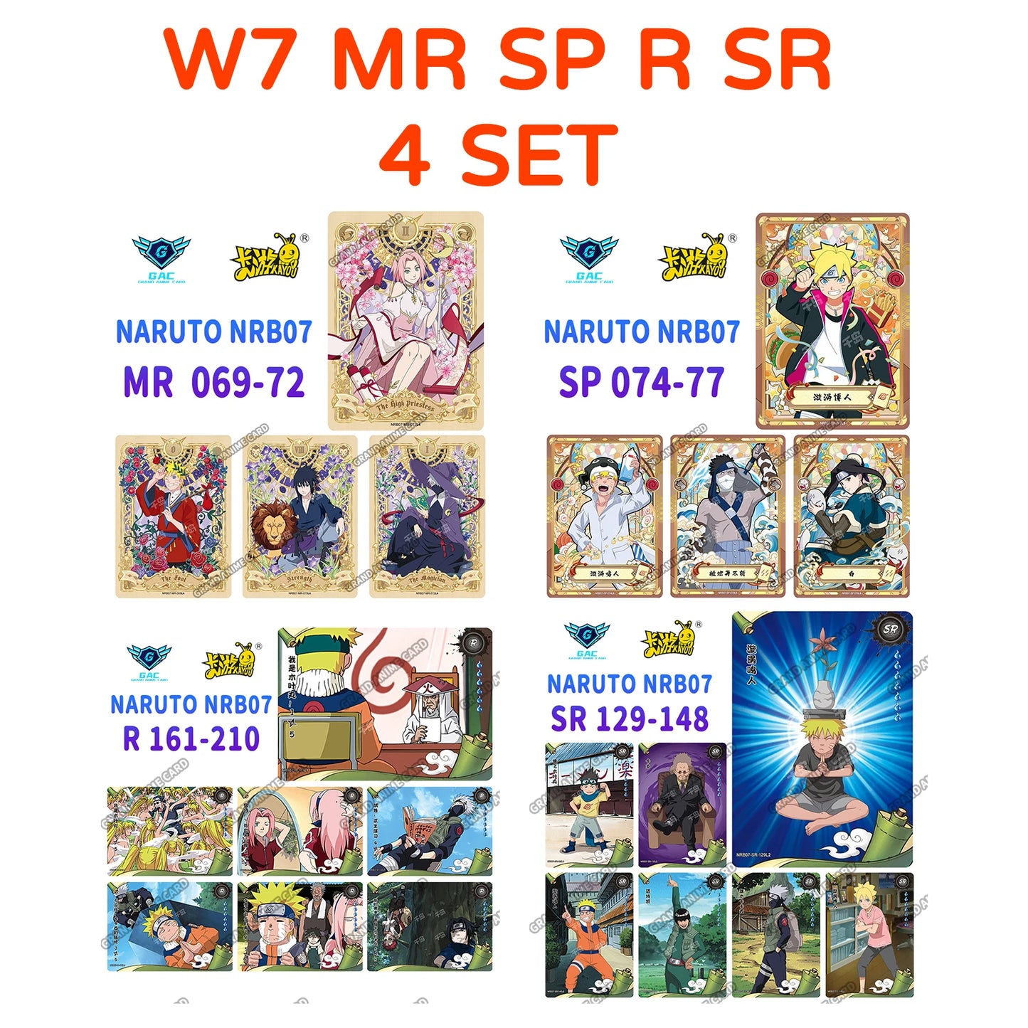 New Kayou Naruto T2W7 T4W6 Anime Uzumaki Naruto Rare Card Full Series SP MR PU UR PTR SSR SR R Complete Set Collection Card