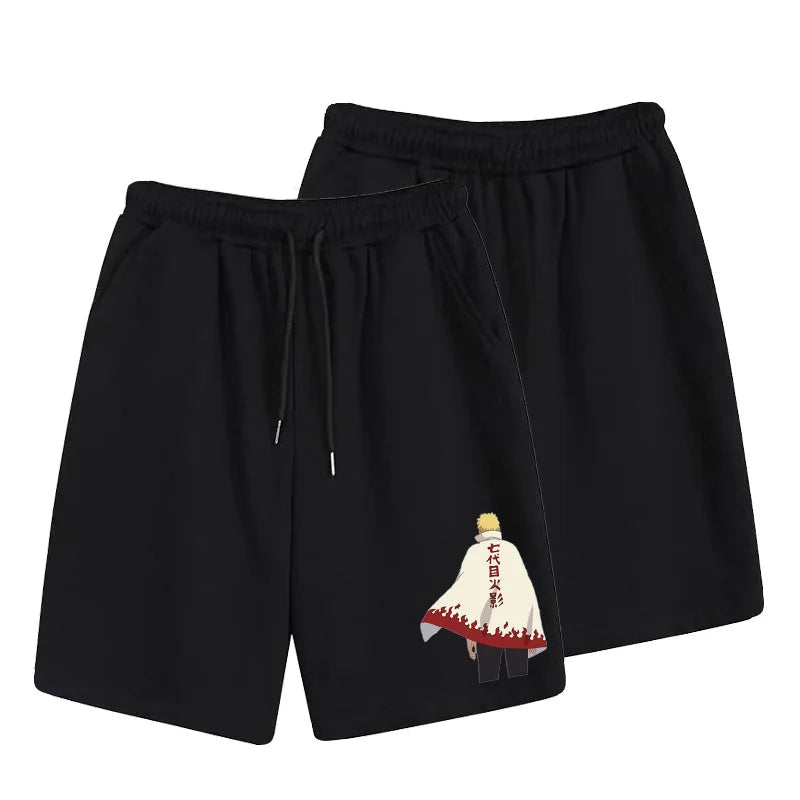 Naruto cartoon print summer casual shorts anime Akira organization Naruto peripheral micro-elastic loose sports shorts men