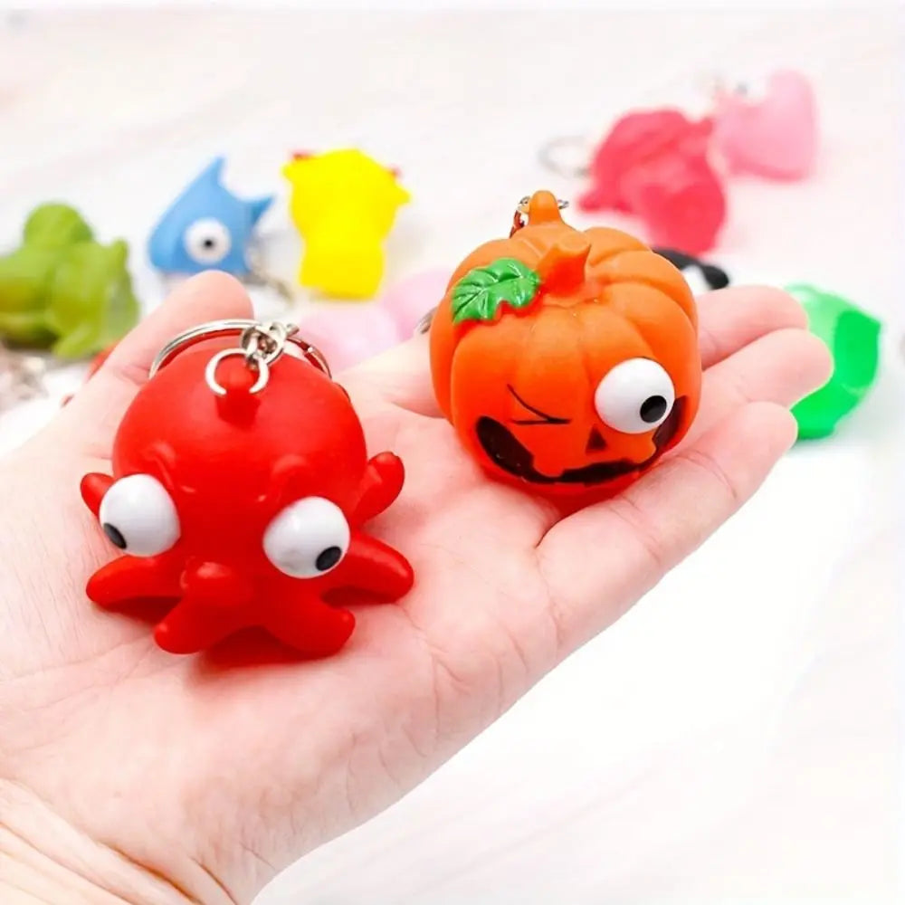 Silicone Vent Squeezing Key Chain Reliever Boring Vent Squeeze Keyring Work Vent Emotions Squeeze Eye Doll Pendant Kids