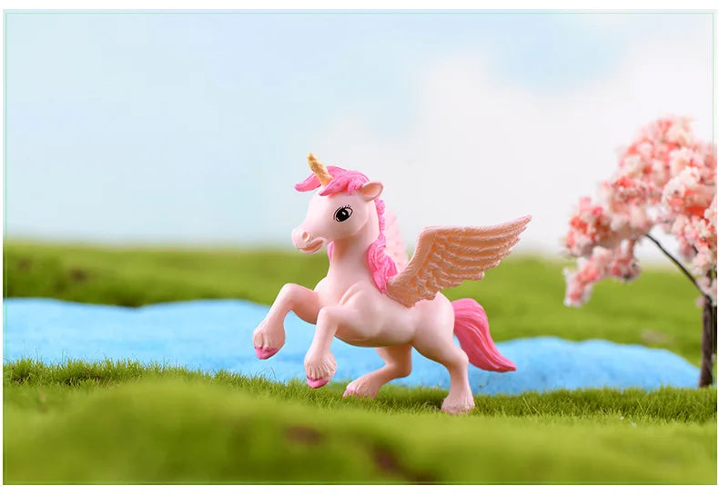 1pc Cartoon Cute Pegasus Dolls Unicorn Anime Action Figure Pony Succulents Assembly Ornaments Gifts Toys for Children