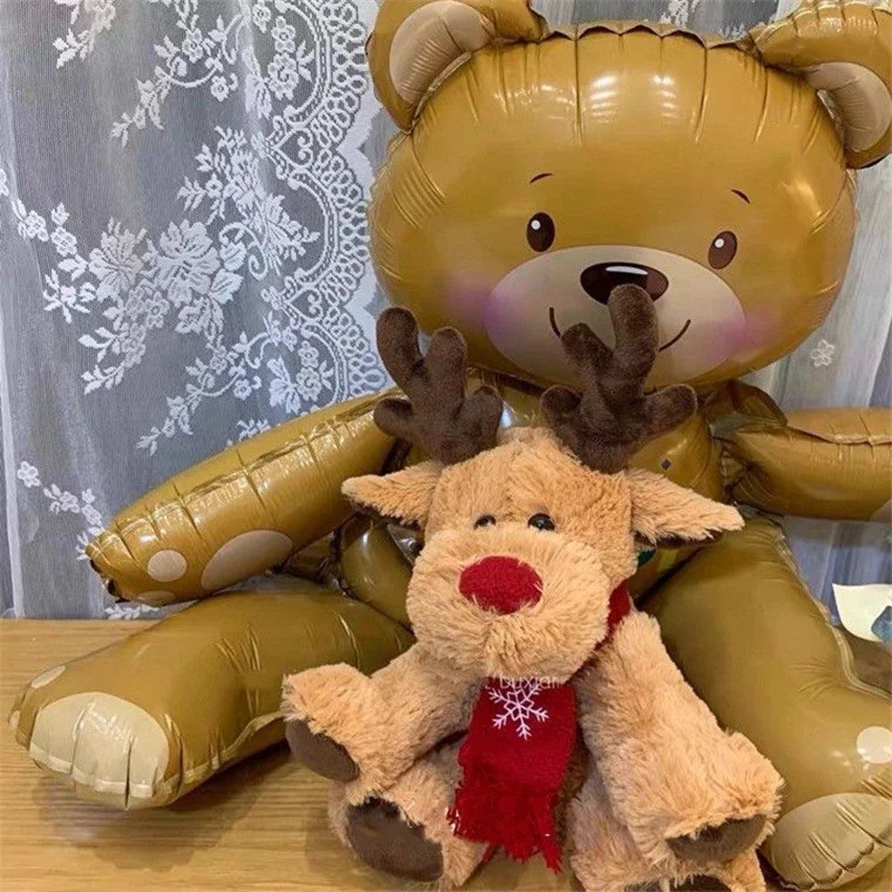 28CM Christmas Reindeer Scarf Plush Stuffed Doll Toy Home Sofa Decoration Gifts For Children New Year Decor Accessories Festive
