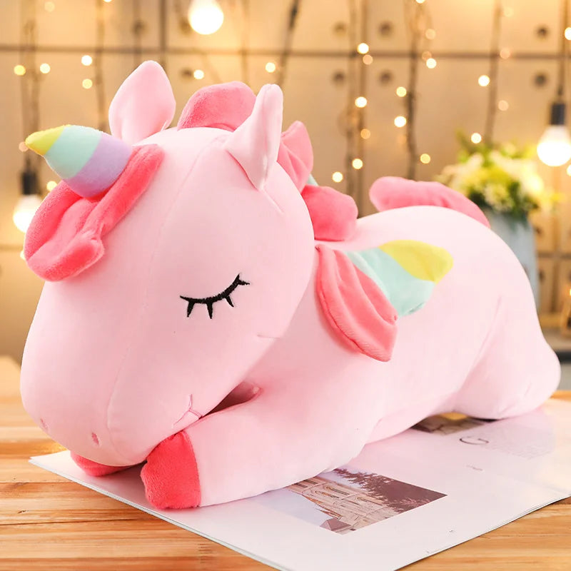 25-100CM Kawaii Giant Unicorn Plush Toys Stuffed Soft Dolls Animal Horse For Children Girl Pillow Birthday Gifts
