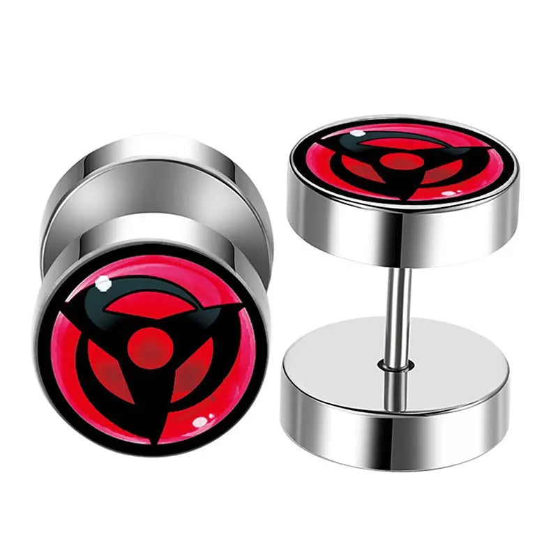 Anime Uzumaki Naruto Earrings Accessories Uchiha Itachi Sharingan Cosplay Party Studs Earrings Toys for Women Men Girl Gift