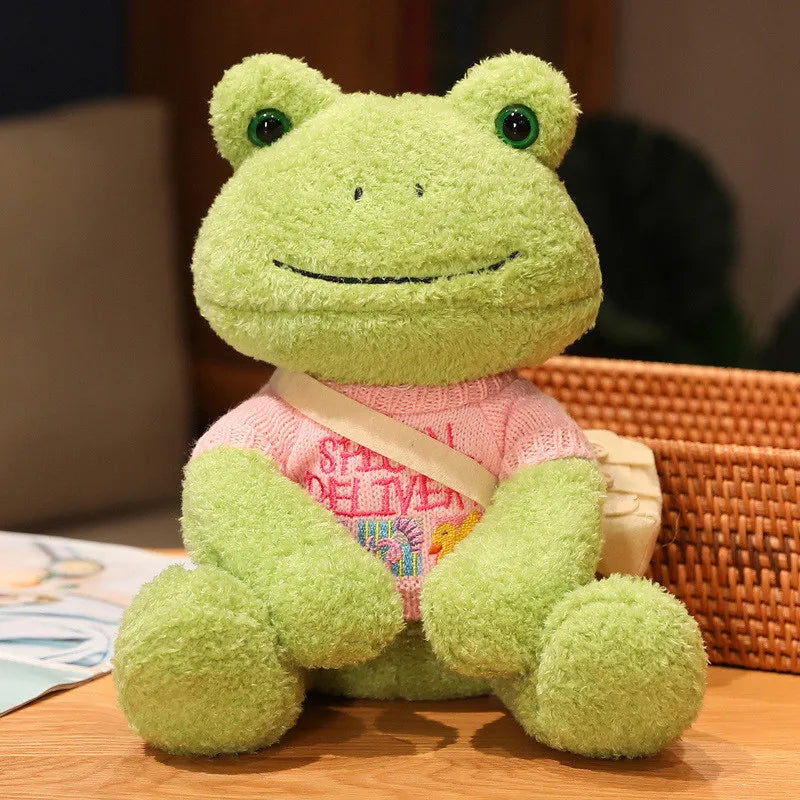 25cm Kawaii Dressing Frog Plush Toy Stuffed Animal Fluffy Frog Figure Doll Soft Pillow For Children Boys Girls Birthday Gifts