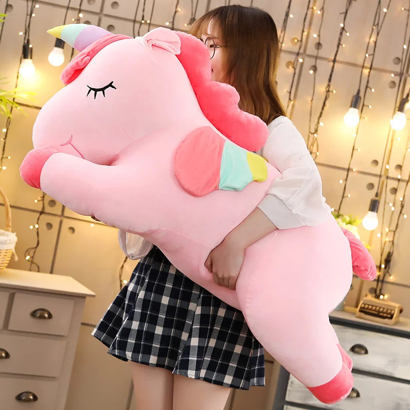 25-100CM Kawaii Giant Unicorn Plush Toys Stuffed Soft Dolls Animal Horse For Children Girl Pillow Birthday Gifts