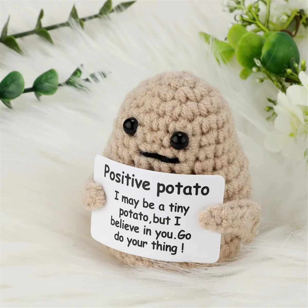 BAAA-10PCS Cute Positive Potato Emotional Support Pickle with Cards and Bags Crochet Doll Plush Toy