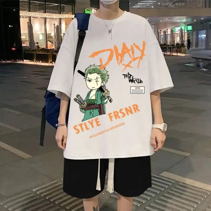 Naruto anime summer T-shirt suit men's ins trend thin short-sleeved shorts two-piece casual sports suit birthday gift wholesale