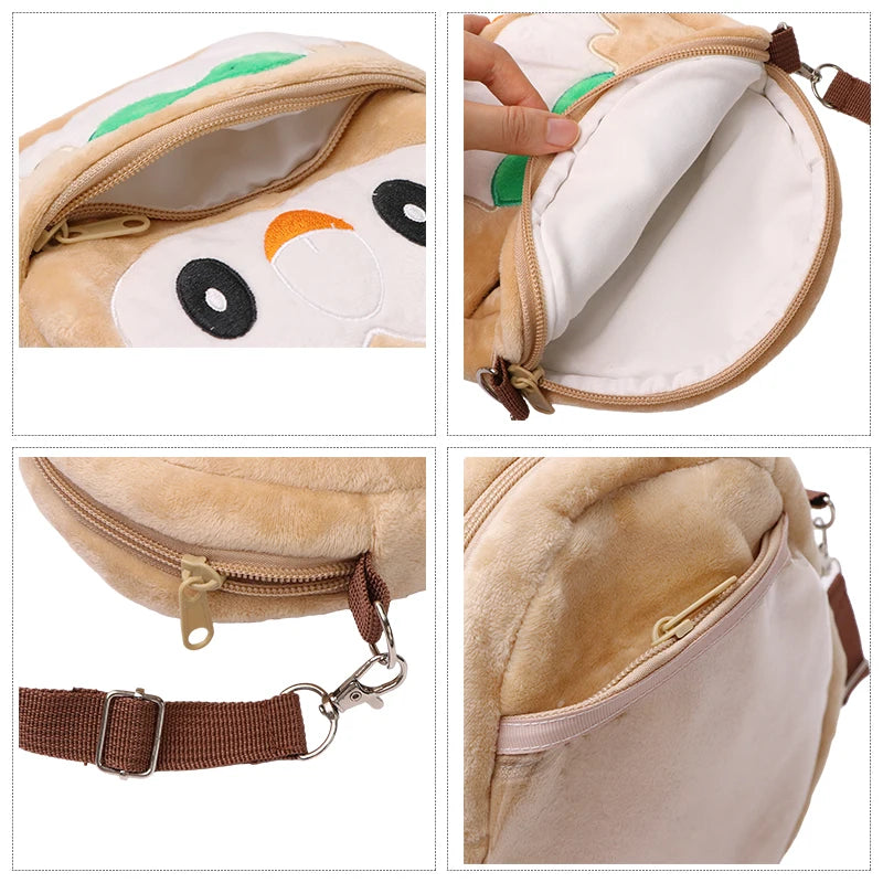 Pokemon Gengar Plush Shoulder Bag Pikachu Rowlet Crossbody Bag Cute Children Storage Sling Bag Toy Canvas Small Student Knapsack