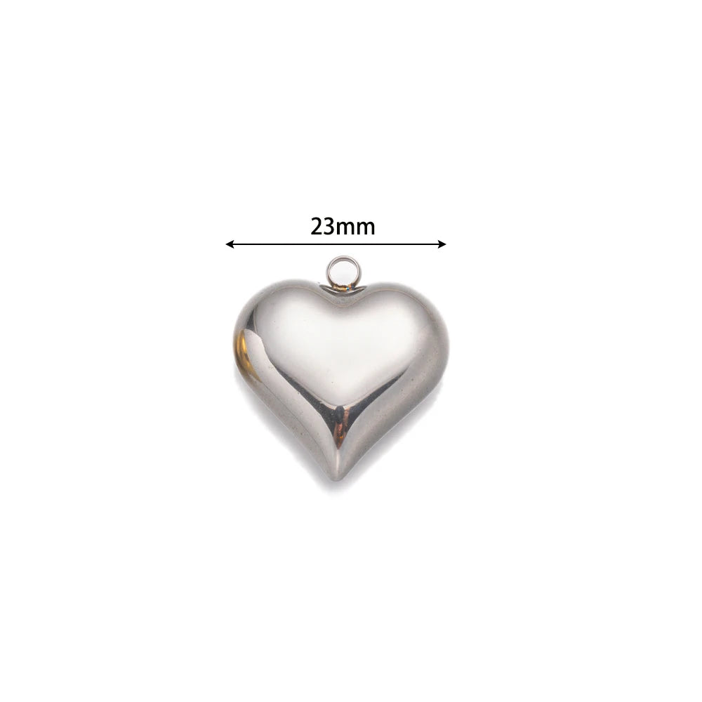2pcs/Lot Stainless Steel Heart Pendants For DIY Handmade Necklace Bracelet Jewelry Making Supplies Accessories Findings Crafts