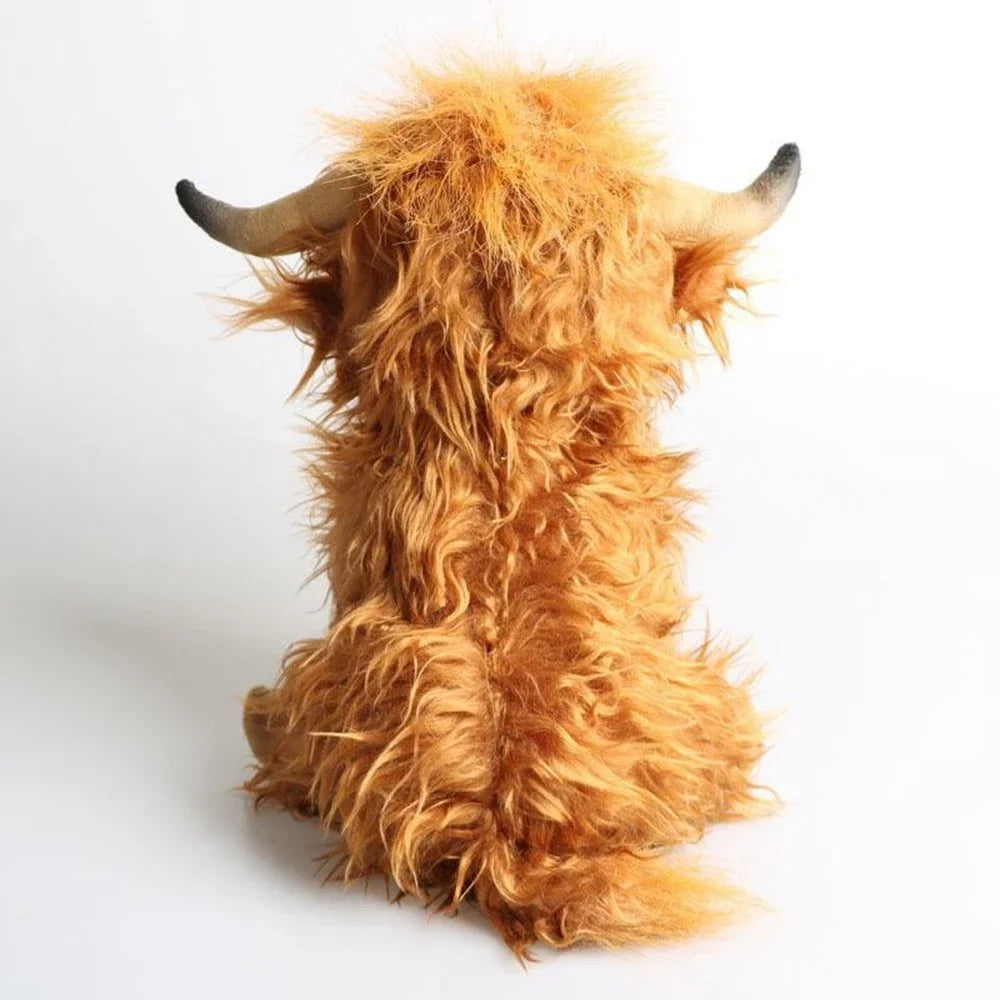 25CM Kawaii Simulated Scottish Highland Cow Plush Toy Cute Calf Baby Animal Child Birthday Christmas Gift Filling Decoration