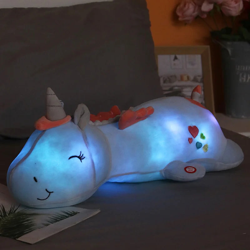 Kawaii Rainbow Glowing Led Light Unicorn Plush Toys For Children Soft Stuffed Cute Luminous Animal Pillow Dolls Kids Xmas Gift