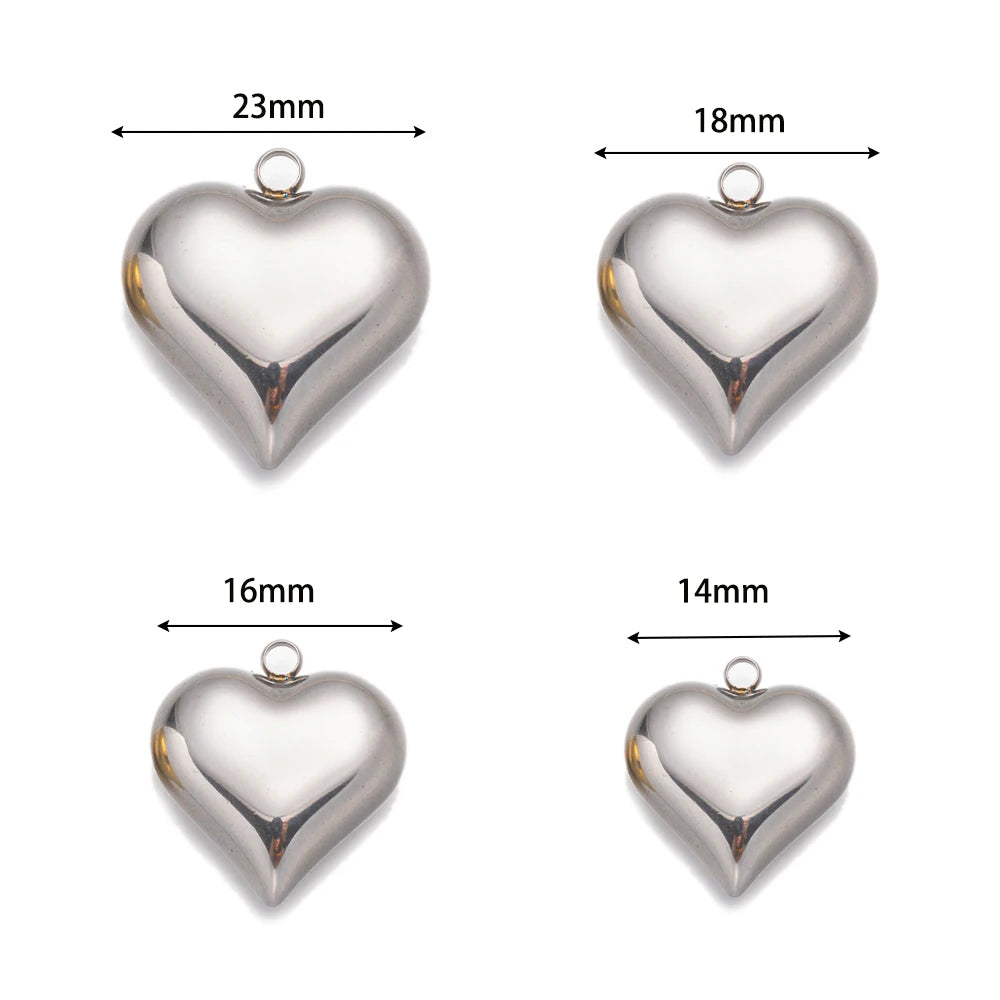 2pcs/Lot Stainless Steel Heart Pendants For DIY Handmade Necklace Bracelet Jewelry Making Supplies Accessories Findings Crafts