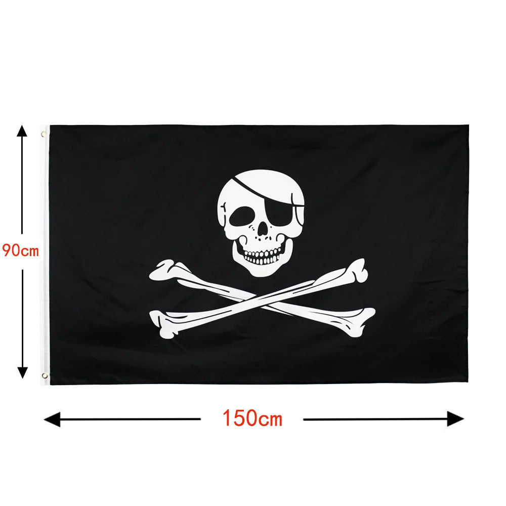 one piece skull 90*150cm decoration props red turban pirate flag skull flag halloween decoration anime cosplay children's gift