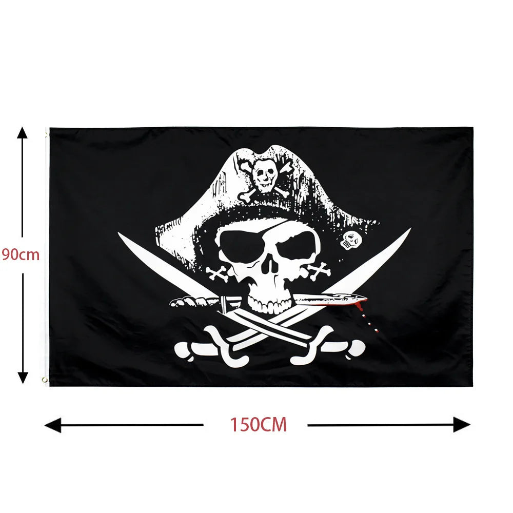one piece skull 90*150cm decoration props red turban pirate flag skull flag halloween decoration anime cosplay children's gift