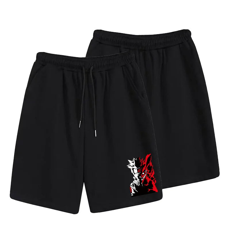 Naruto cartoon print summer casual shorts anime Akira organization Naruto peripheral micro-elastic loose sports shorts men