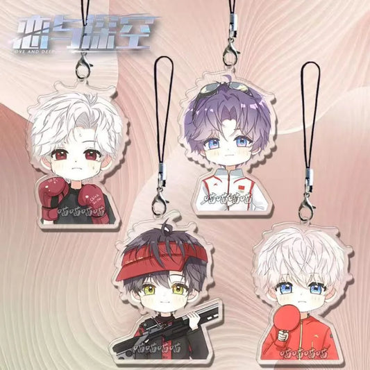 Sport Love and Deepspace Anime Mobile Phone Lanyard KeyChain Sylus Zayne Men Women Print Figure Hanging Key Rope Pendant Trinket