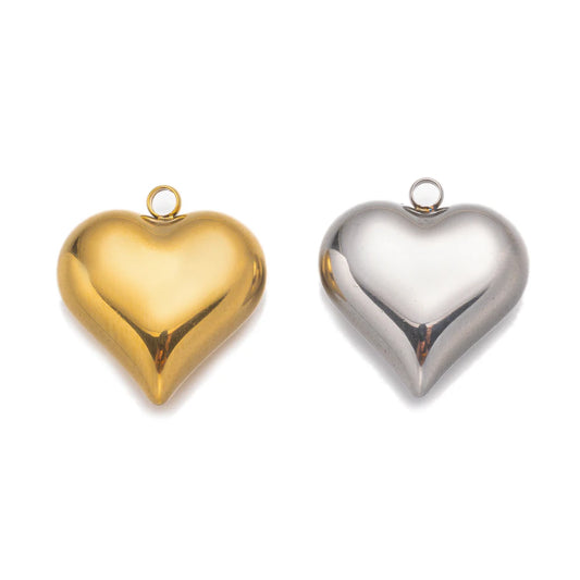 2pcs/Lot Stainless Steel Heart Pendants For DIY Handmade Necklace Bracelet Jewelry Making Supplies Accessories Findings Crafts