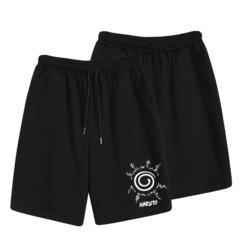 Naruto cartoon print summer casual shorts anime Akira organization Naruto peripheral micro-elastic loose sports shorts men
