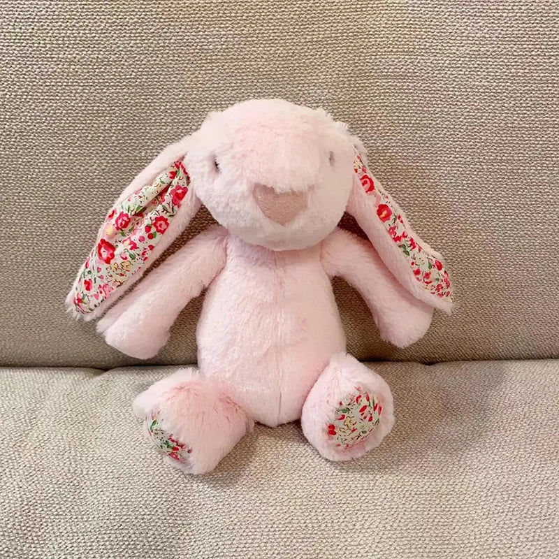 25CM Super Soft Bunny Plush Toy Cute Rabbits Stuffed Animals with Flowered Long Ears Plushies for Girls Children Gift