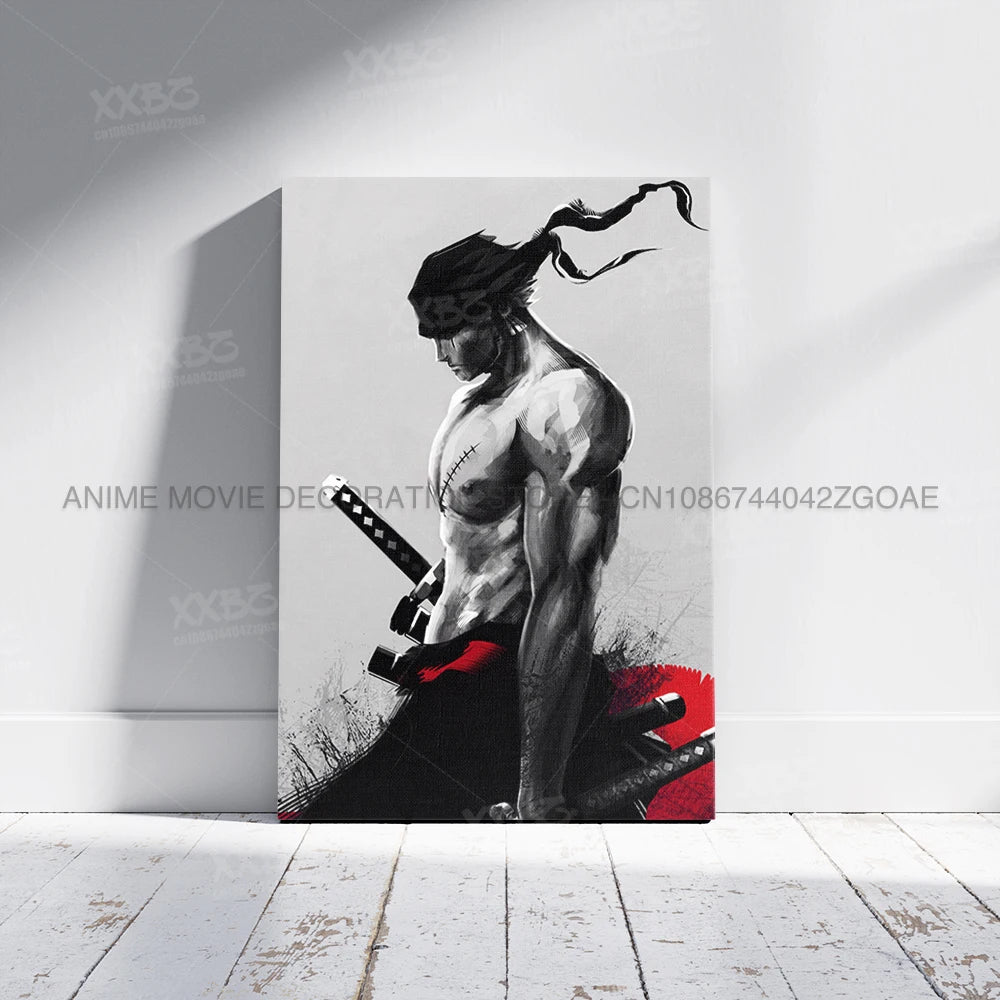 ONE PIECE Poster Roronoa Zoro Decorative Painting Anime Home Decor Straw Hat Pirates Canvas Picture Pirate Hunter Wall Art Mural