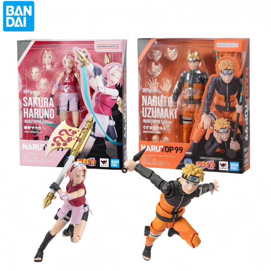 Original Bandai Anime Action Figure Naruto Shfiguarts Haruno Sakura Narutop99 Edition Finished Model Kit Toy Children Gift